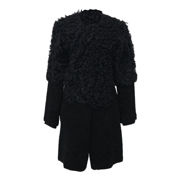 Marni Shearling Fur Coat in Black Wool